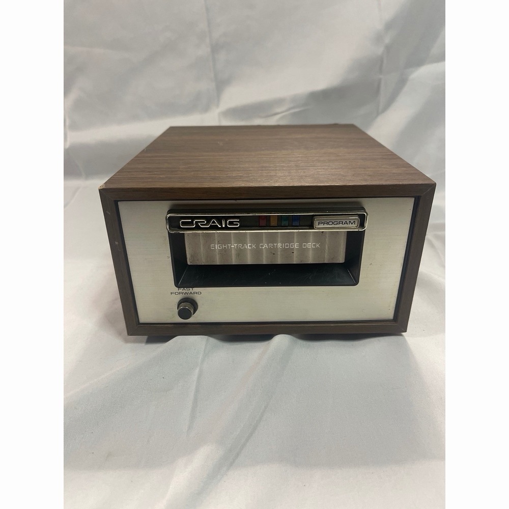 Vintage Craig 3221 8-Track Player Deck Wood Grain with 20 Tape Bundle Parts!!!
